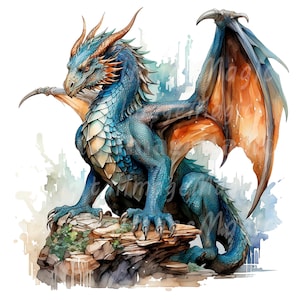 18 ドラゴン クリップアート、中国のドラゴン、印刷可能な水彩画クリップアート、高品質の PNG/JPG、デジタル ダウンロード、ペーパー クラフト、ジャンク ジャーナル