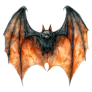 19 Nietoperz Clipart, Dracula Clipart, Wydrukowalne akwarelowe clipart, Wysokiej jakości JPG/PNG, Pobieranie cyfrowe, Rękodzieło papierowe, dzienniki śmieci