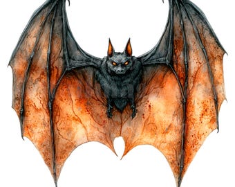 19 Bat Clipart, Dracula Clipart, Printable Watercolor clipart, High Quality JPG/PNGs, Digital download, Paper craft, junk journals