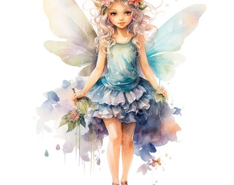 19 Fairy Clipart, Fairies Clipart, Printable Watercolor clipart, High Quality JPG/PNG, Digital download, Paper craft, Junk Journals