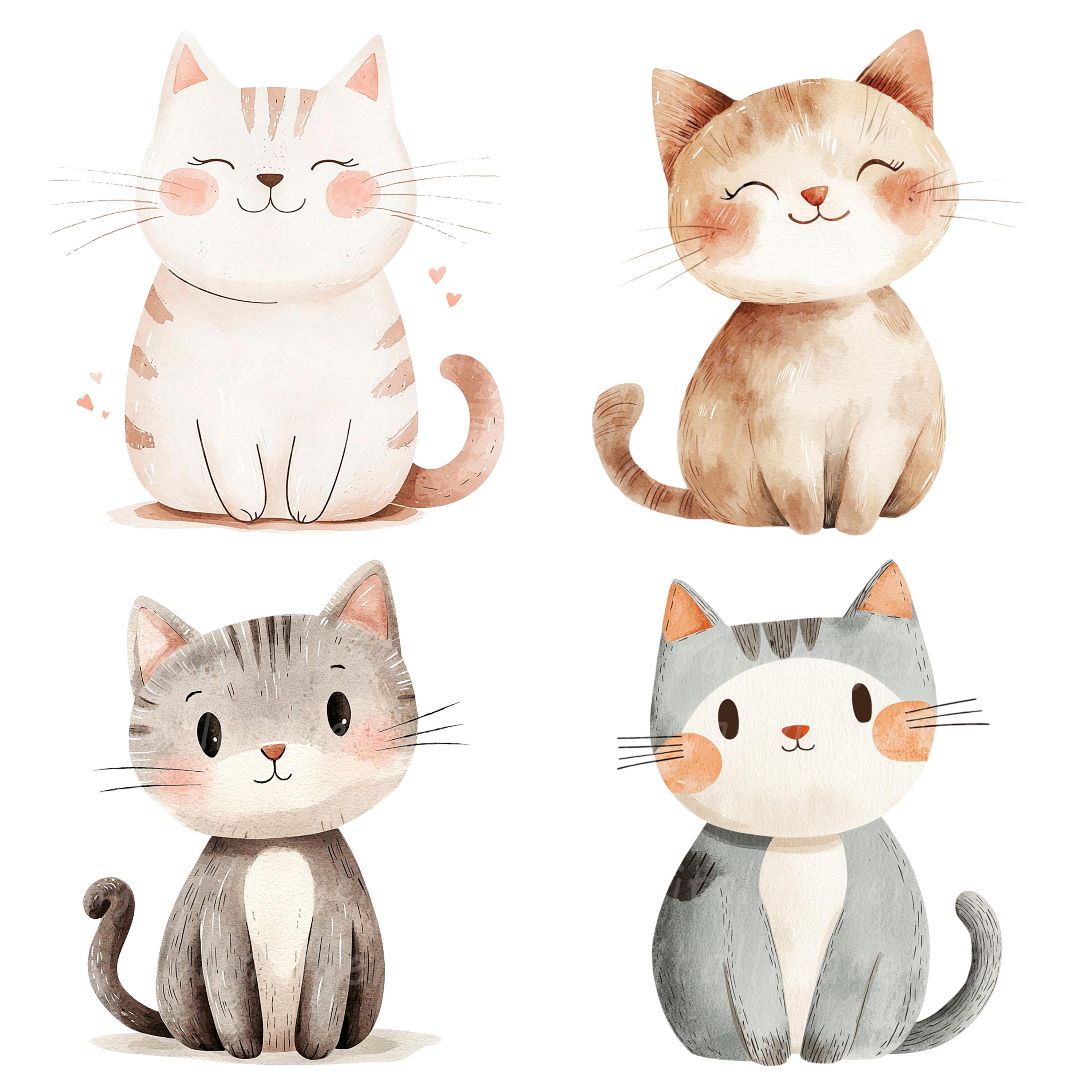 18 dibujos animados de gatos, gatos de guardería, gatitos, acuarelas para  imprimir, PNG/JPG de alta calidad, descarga digital, manualidades de papel,  revistas - Etsy México, image size:3000x3000