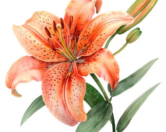19 Coloured Lily Clipart, Lilies Clipart, Printable Watercolor clipart, High Quality JPG/PNGs, Digital download, Paper craft, junk journal