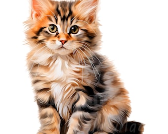 Clipart de gatinho, Clipart de gato, Clipart de aquarela para impressão, 19 JPG/PNGs de alta qualidade, Download digital, Artesanato em papel, Diários de sucata