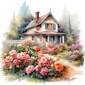 19 Clipart jardin floral, fleurs de jardin, clipart aquarelle imprimable, JPG/PNG de haute qualité, téléchargement numérique, créations en papier, journal indésirable