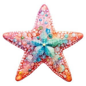 24 Gemstones Starfish Clipart, Printable Watercolor clipart, High Quality JPG/PNGs, Digital download, High Resolution, Paper craft, Journal