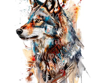 24 Wolf Totem Clipart, Wolf Print, Printable Watercolor clipart, High Quality PNGs, Digital download, Paper craft, Junk journals