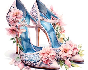 34 imágenes prediseñadas de zapatos de fiesta florales PNG, imágenes prediseñadas de tacones altos, imágenes prediseñadas digitales, imágenes prediseñadas de acuarela, imágenes prediseñadas imprimibles, descarga digital, manualidades de papel