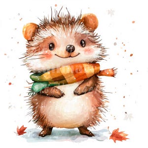 24 cliparts dessin animé hérisson, dessin animé hérisson, clipart aquarelle imprimable, fichiers JPG de haute qualité, téléchargement numérique, créations en papier, sublimation