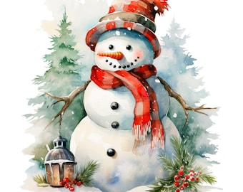 19 Snowman Set 2 Clipart, Christmas Clipart, Printable Watercolor clipart, 19 High Quality PNGs, Digital download, Paper craft, Junk journal