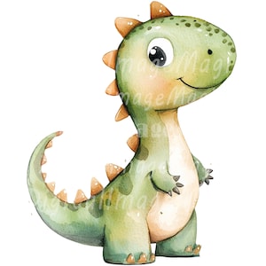 Watercolor Baby Dinosaur Clipart: 24 PNG Images (Digital Download)