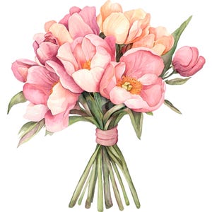 14 Vários clipart de buquê, buquê de casamento, clipart de aquarela para impressão, download digital, JPG/PNGs de alta qualidade, artesanato em papel, diários