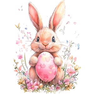 18 Easter Bunny And Egg Clipart, Easter Clipart, Printable Watercolor clipart, High Quality JPG/PNGs, Digital download, Paper craft, Journal