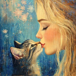 18 imágenes prediseñadas de mujer y gato, imágenes prediseñadas de amor de gato, imágenes prediseñadas de acuarela imprimibles, JPG de alta calidad, descarga digital, manualidades de papel, revistas basura