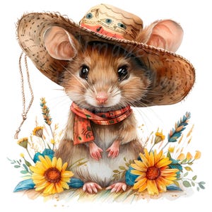 19 Boho Mouse Clipart, Cute Mouse, Printable Watercolor clipart, High Quality JPG/PNGs, Digital download, Paper craft, junk journals