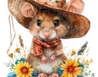 19 Clipart di topi boho, topi carini, clipart acquerello stampabili, JPG/PNG di alta qualità, download digitale, lavoretti di carta, diari spazzatura