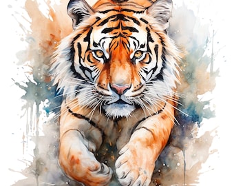 19 Tiger Clipart, Watercolor Tiger, Printable Watercolor clipart, High Quality JPG/PNGs, Digital download, High resolution, Paper crafts