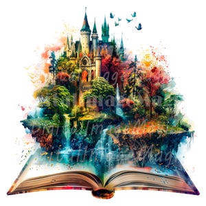 12 Magic Book Clipart, Fantasy Book clipart, Printable Watercolor clipart, High Quality PNGs, Digital download, Paper craft, Junk Journals