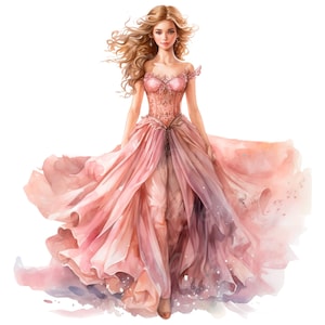 19 Clipart princesse fée, petite princesse, clipart aquarelle imprimable, JPG/PNG de haute qualité, téléchargement numérique, créations en papier, journal indésirable