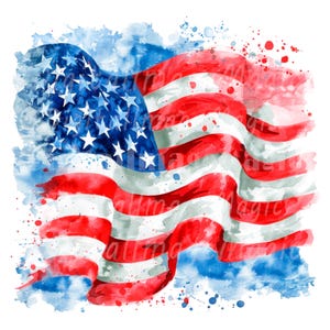 16 PNG USA Flag Clipart, Watercolor USA Flag, Printable Watercolor clipart, High Quality JPGs/PNGs, Digital download, Sublimation, Journals