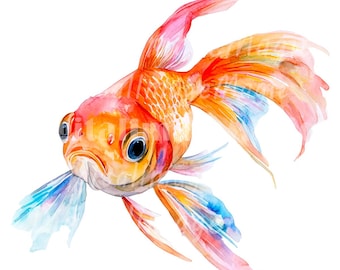 24 Goldfisch Clipart, Goldener Fisch Clipart, druckbare Aquarell Clipart, hochwertige PNGs, digitaler Download, Papiermodell, Junk Journals