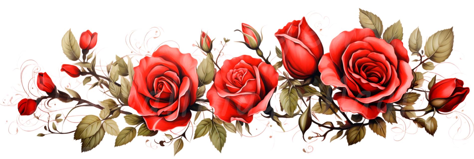 16 Rose Flower Border Clipart, Floral Border Bundle, Digital Clipart ...