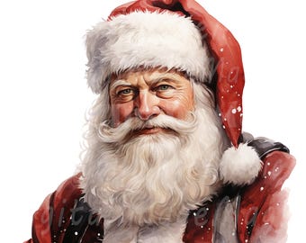 20 Christmas Santa Claus Clipart, Printable Watercolor clipart, High Quality PNG/JPGs, Digital download, Paper craft, junk journal