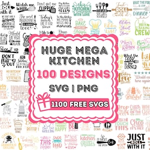 100 Kitchen Svg Bundle, Monogram kuchenny Svg, Pieczenie Svg, Gotowanie Svg, Podstawka pod garnek Svg, Cytaty kuchenne Svg plik dla cricut, Cytaty kuchenne Png