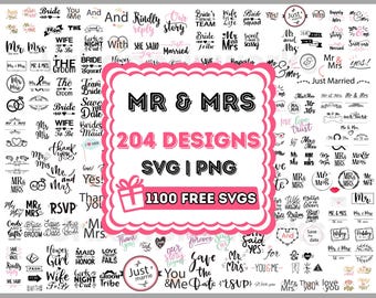 Mr And Mrs Svg Bundle, Mr and Mrs Png, Wedding Svg Bundle, Marriage Svg, Groom Svg, Mr and Mrs Split Monogram Svg Wedding ring svg newlyweds