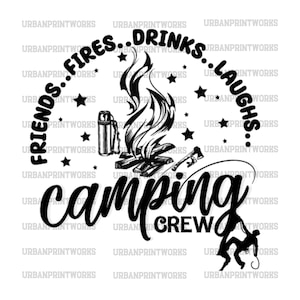 Amigos de fogo bebem diversão equipe de acampamento svg, equipe de acampamento png, viagem em família fogueira svg, vida de acampamento, arquivos de corte de fogueira para cricut, aventura svg