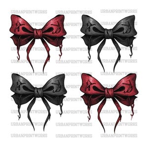 Coqueta png, Coqueta negra png, Coqueta roja png, tendencia png, Gótica png, Lazo negro png, chica suave png Lazos de coqueta de Halloween femeninos png
