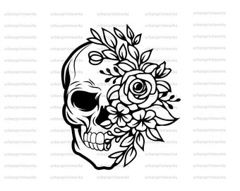 Floraler Schädel Amulette, Zuckerschädel SVG, Schädel SVG-Datei, Schädel Blume geschnitten Datei, Schädel Blume, Halloween Schädel schneiden Datei, Skelett svg