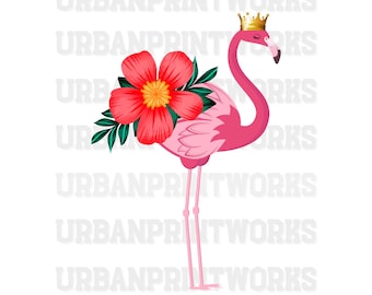 Flamingo Svg, Flamingo with crown svg, Flamingo Png, Flamingo Clipart, Flamingo Cut File, Tropical Svg, Vacation Svg,Beach pink flamingo svg
