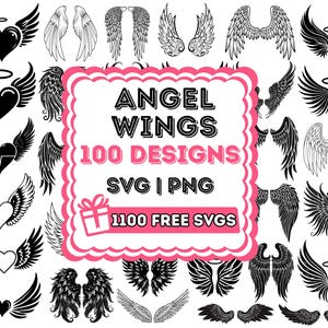 Angel Wings Svg Bundle, Angel Wings Clip Art, Wings Cut File For Silhouette, Angel Wings Bundle, Wings Svg, Memorial svg,Rip svg,Wings Shape