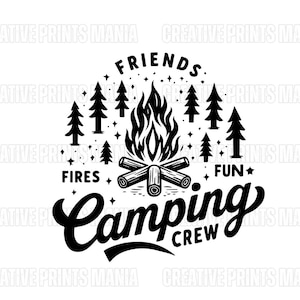 Fires Friends Fun Camping Crew Png, Adventure Crew PNG, Clipart de voyage de camping en famille, Feu de camp PNG, T-shirt de camping bricolage, Vie de camping png jpg