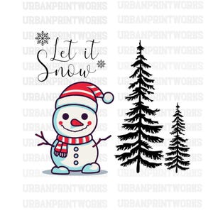 Let it snow Svg, fiocco di neve Svg, albero di Natale Svg, faccia di pupazzo di neve Svg, clipart di Natale invernale, Let is Snow png file di taglio per le vacanze, silhouette