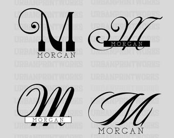 Personalizar monograma dividido SVG PNG JPG, Monograma de nombre Svg, Clipart de Word, Personalizar silueta de monograma, Letra inicial del nombre, Uso comercial