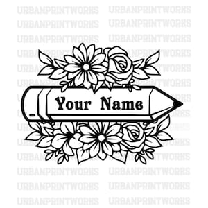 Design de nome de aluno de professor de lápis personalizado SVG PNG JPG, camiseta de volta às aulas, sublimação de primeiro dia de aula, professor de sala de aula personalizado Svg