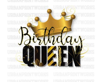 Birthday queen png, birthday party png, birthday png design, Birthday Girl Gift Shirt Design Png, Gold Birthday Queen Png Sublimation design