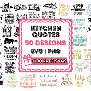 Pacchetto di 50 file SVG per la cucina, file SVG per monogramma della cucina, file SVG per la cottura al forno, file SVG per cucinare, file SVG per presine, file SVG con citazioni sulla cucina per Cricut, file SVG con citazioni sulla cucina per PNG