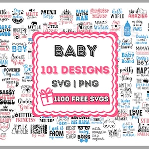 Paquete SVG de bebé, paquete SVG de baby shower, paquete SVG de recién nacido, bebé niña, bebé niño, paquete de frases divertidas para bebés, bebé niño niña SVG, frases lindas para bebés SVG