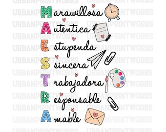 Maestra Svg, Maestra png sublimation design, Spanish Teacher Png, Spanish Teacher Svg, Teacher's Day png, Teacher life png, back to school