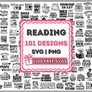 Pacchetto SVG di lettura, file SVG di lettura di libri, file SVG di amante dei libri, file SVG di citazioni di libri, file SVG di topo di biblioteca, file SVG di lettore di libri, file SVG di bibliotecario di libri per Cricut