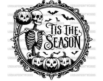Tis the season Png, Pumpkin spice Png, Funny karma Png, Tis The Season Spooky Funny skeleton Png, Autumn skull Png, Peace sign skeleton Png