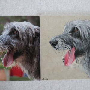 Irish Wolfhound Hand Painted Pet Portrait 6 x 6 inch Ceramic Tiles and Made to Order by Shannon Ivins