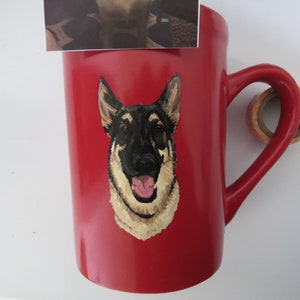 Pet Portrait Hand Painted Coffee Mugs Made to Order Any Animal Painted From Photo shepherd by Shannon Ivins image 2