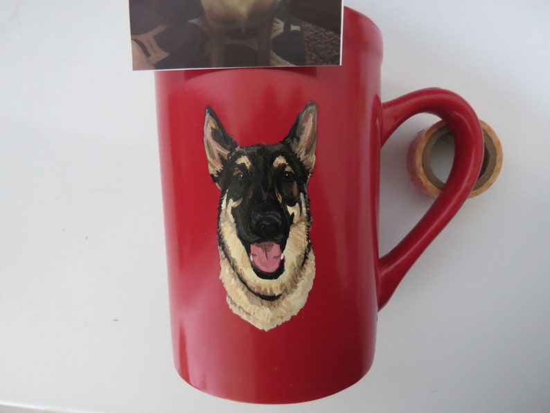 Pet Portrait Hand Painted Coffee Mugs Made to Order Any Animal Painted From Photo shepherd by Shannon Ivins image 2