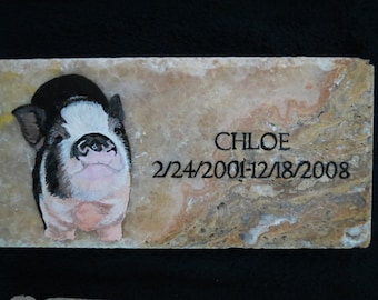 Pet Original Hand Painted Head Stone or Memorial Stone 12 x 6 inches PotBellied Pig Made to Order by Shannon Ivins