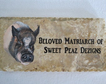 Tribute Stones Original Hand Painted 12 x 6 inches Stone Marker Pet Pig Made to Order by Pigatopia