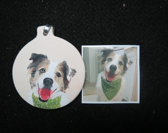 Australian Shepherd Pet Portrait Christmas Ornament Hand Painted and Made to Order Any Animal by Shannon Ivins Pigatopia
