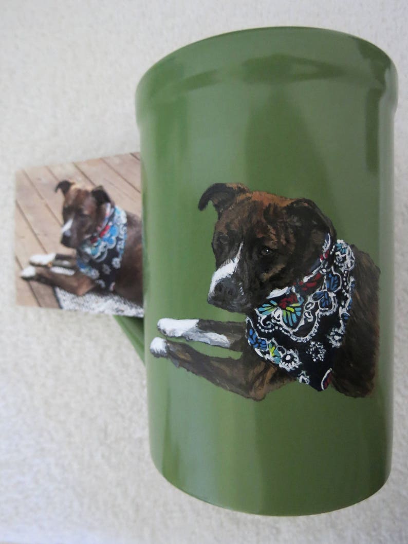 Pet Portrait Hand Painted Coffee Mugs 16oz Made to Order Husky by Shannon Ivins Pigatopia image 3